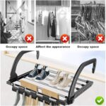 5 Bar Radiator Clothes Airer Rack, Foldable Laundry Drying Rails Stainless Steel Dryer Rack Folding Towel Holder Radiators Hanger For Balcony - Black, 40 X 32Cm - Image 7