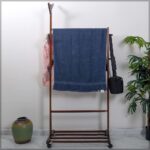 YATAI Cloth Hanger Stand, Multipurpose Cloth Rack with Bottom Shelves, Wooden Cloth Stand, Clothes Rail with Wheels, Coat Stand with Shoe Raker, Garment Rack for Indoor Bedroom Accessories Entryway