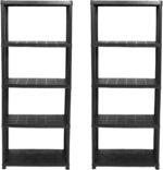 Addis 5 Tier Plastic Storage Shelving Units Twin Pack – Durable Freestanding Organiser for Garage, Shed, Utility Room, or Home – Space-Saving Easy Assembly Plastic Black - Image 8