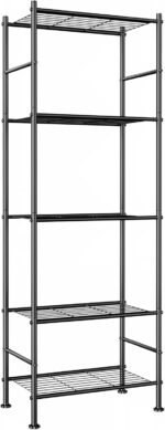 Abiglifty Storage Shelves, 5-Tier Metal Shelving, Wire Shelving Unit with Adjustable Leveling Feet, Shelf Organizer for Bathroom, Pantry, Laundry