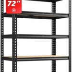 2020LBS Storage Shelves 5 Tier Garage Shelving Heavy Duty Adjustable Garage Shelves, Utility Rack Shelf, Shelving Units for Storage Warehouse Pantry Closet, 35.5" W x 11.9" D x 72" H, Black