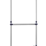 SONGMICS Adjustable Garment Rack Clothes Hanging Rail Stand with Middle Rail - Stainless Steel Clad Pipe LLR41L