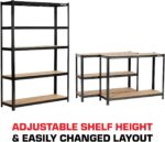 Rhino Racking – 5 Tier Heavy-Duty Garage Shelving Unit – Black - Adjustable Storage Shelves – 180x120x40cm – 200kg Load Weight Per Shelf – 1000kg Per Unit - Image 6