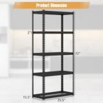 Goplus 5-Tier Metal Shelving Unit, Heavy Duty Wire Storage Rack with Anti-Slip Foot Pads, Height Adjustable Shelves for Warehouse, Kitchen, Living Room, Garage, 15.5" D×35.5" W×72" H - Image 3