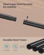 SONGMICS HSR152B01 Coat Rack with Wheels, Double Bar Coat Rack with Shelf, 98.5 cm Wide, 100 kg Total, Steel Frame, Rustic Brown and Black Ink - Image 8