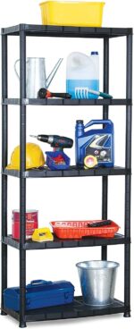 Taylor & Brown 5 Tier Heavy Duty Black Plastic Garage Storage Shelving 60cm Wide Shelves Shed Shelf Unit Home Office Pantry Workshop Racking (60 x 30 x 172cm) - Image 3