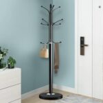 Jorunb Coat Hanger Stand Bedroom Clothes Hanger Stand Metal Coat Rack Stand Free Standing Hall Tree for Hanging Scarf, Bag, Jacket, Home Entry-way Hat Hanger Organizer (small, black) - Image 5