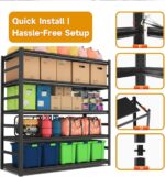 48''W Garage Shelving, 5 Tier Heavy Duty Storage Shelves,88''H Metal Garage Shelves Units,3000 lbs Adjustable Standing Shelf with Thickened Double-Layer Posts, for Garage,Basement, Warehouse,Black - Image 7
