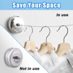 PINKE Retractable Clothesline, 304 Stainless Steel Clothes Dryer Laundry Line with Adjustable Stainless Steel Rope String Hotel Style Heavy Duty, 9.2 Feets, Laundry Accessories, Round Style - Image 2