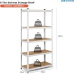 DAYONG Storage Rack, Heavy Duty 5-Shelf Storage Unit, Metal Shelves Laminated Shelf Industrial Utility Rack for Garage, Pantry, Kitchen, Workspace, 183cm H x 90cm W x 40cm D - Image 2