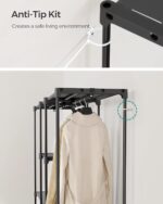 SONGMICS Portable Closet, Freestanding Closet Organizer, Clothes Rack with Shelves, Hanging Rods, Storage Organizer, for Cloakroom, Bedroom, 71.7 x 16.9 x 71.7 Inches, Black URYG037B02 - Image 8
