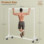Hoctieon Z Rack, Rolling Clothes Racks with Z-Base, Heavy Duty Garment Rack, Clothing Racks for Hanging Clothes, Sturdy Metal Hanging Holder, Clothes Organizer Rack, White - Image 6