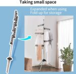 BAOYOUNI Foldable Laundry Pole Clothes Tree Drying Rack Airer Corner Tripod Coat Hanger Standing Garment Storage Shelf Holder Indoor Space Saving Organizer with 5 Adjustable Arms, Grey - Image 6