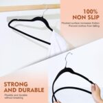 Sky-Touch 20Pcs Non Slip Felt Hangers Space Saving Clothes Hanger Velvet Hanger Heavy Duty Adult Hanger For Coat, Suit - Black - Image 5