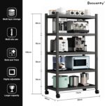 Beauenty Kitchen Storage Shelf Organizer,5 Tier Large Capacity Commercial Storage Rack, Adjustable Metal Shelves, Microwave Oven Stand for Dining,Garage,Bedroom,Living Room,Office 80 * 40 * 160cm - Image 2