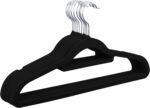 FEELINGS Velvet Hanger Set - 12 PCs Assorted Hangers for Wardrobe & Closet Storage, Space-Saving Cloth Display Rack, Plastic Clothes Hanger (Black)