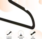Amazon Basics Slim Velvet, Non-Slip Suit Clothes Hangers, Pack of 30, Black/Silver - Image 2