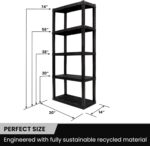 Oskar 5-Tier Shelving Unit, D 14 x W 30 x H 75 Inches, Heavy-Duty Storage Shelf, Multipurpose Organizer For Home, Kitchen, Basement, Laundry Room, Easy Assembly, Made With Recycled Materials, Black - Image 3