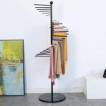Freestanding Scarf Display Rack, Metal Scarf Racks, Spiral Scarf Holder, Hijab Stand for Clothing Store Commercial Home, Space Saving Shelves (42x170cm/17x67in, Black) - Image 2