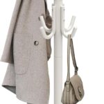 Simple Houseware Standing Coat and Hat Hanger Organizer Rack, 12 Hooks White