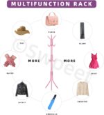 Swpeet 1 Pack 68'' Coat Rack, Freestanding Hat Rack, Clothing Rack, Metal Coat Tree Stand Kit Contains 11 Hook 2 Tube 22 Pipe Sleeve 22 Screw 22 Gasket 1 Pipe Plug 1 Hex Wrench for Jacket, Bag, Pink - Image 5