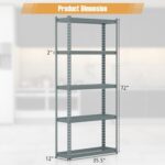 Goplus 5-Tier Metal Shelving Unit, Heavy Duty Wire Storage Rack with Anti-Slip Foot Pads, Height Adjustable Shelves for Warehouse, Kitchen, Living Room, Garage, 12" D x 35.5" W x 72" H - Image 3