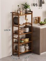 5-Tier Shelving Wooden Storage Rack Adjustable Shelves, Standing Storage Shelf Units for Entryway, Kitchen, Living Room, Bathroom,19.7" D x 9.2" W x 55.5" H - Image 2