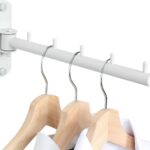Mooche Swing Clothes Hanger Rack,Garment Racks Wall Mounted Clothes Bar-Hanger Holder Hooks Heavy Duty Folding Drying Rack Space Saving Clothing Hanging System Closet Storage Organizer,White Finish