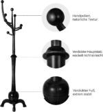 Heavy Duty Coat Rack Freestanding Wood Tree Rack with 8 Hooks, Unique Design Tree Branch-look, Premium Coat Tree Clothes Hanger Stand with Sphere Base for Entryway, Hallway, Bedroom-Load 160lbs Black - Image 3