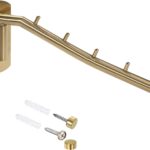 Sumnacon Stainless Steel Clothes Hanger Rack-Wall Mount Garment Hook with Swing Arm, Sturdy Coat Robe Storage Organizer for Laundry Room Bedrooms Clothing Drying Rack with 5 Hooks, Gold