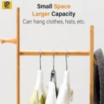 LEOPAX Premium Bamboo Clothes Stand with 3 Hooks for Entryway, Hallway, Bedroom & Office Multipurpose Clothing Stands Storage Organizer Rack - (33 x 24 x 163) CM - Beige - Image 4