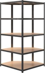 Brokky 5-Layer Heavy-duty Corner Shelf Grey Steel&Engineered Wood-Garage Shelves Metal Storage Shelves,Heavy Duty Shed Storage Racking for Warehouse Workshop Office - Image 6