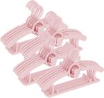 HGYZE Baby Hangers Children's Non-Slip 29-37 cm Extendable Children's Clothes Hangers with Trouser Stand, Plastic & Stackable Kid Hanger Ideal for Children's Clothing, Pack of 20 Baby Hangers, Pink