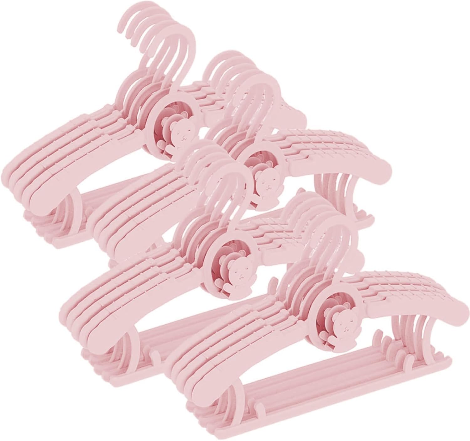 61yiA4NPQ4L._AC_SL1500_.jpg HGYZE Baby Hangers Children's Non-Slip 29-37 cm Extendable Children's Clothes Hangers with Trouser Stand, Plastic & Stackable Kid Hanger Ideal for Children's Clothing, Pack of 20 Baby Hangers, Pink - Image 1