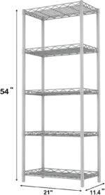 HOMEFORT 5-Tier Wire Shelving 5 Shelves Unit Metal Storage Rack Durable Organizer Perfect for Pantry Closet Kitchen Laundry Organization in Grey,21”Wx14”Dx61”H - Image 3