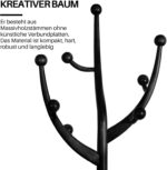 Heavy Duty Coat Rack Freestanding Wood Tree Rack with 8 Hooks, Unique Design Tree Branch-look, Premium Coat Tree Clothes Hanger Stand with Sphere Base for Entryway, Hallway, Bedroom-Load 160lbs Black - Image 8