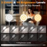 61 LED Rechargeable Reading Lamp, 3 Color Modes & 10 Brightness Levels, 2000mAh Clamp Lamp with USB-C, 40CM Flexible Gooseneck, Cordless Book Lamp Clamp Light for Bed, Table, Desk - White - Image 2