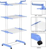 HOMIDEC Clothes Drying Rack, Large 4-Tier Foldable Drying Rack Clothing(67.7H x 19.7W x 30L Inches), Movable Drying Rack with 4 castors. Multifunctional Stainless Steel Laundry Drying Rack, Blue - Image 5