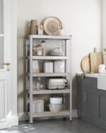 SONGMICS 5-Tier Shelving Unit, Set of 2 Steel Shelving Unit for Storage, Boltless Assembly, for Garage, Shed, Load Capacity 650 kg Each, 30 x 75 x 150 cm, Silver GLR030E02 - Image 9