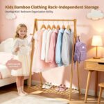 Small Clothes Hanging Racks,Bamboo Wood Kids Clothing Garment Racks for Cloths,Free Standing Baby Dress Costume Rack for Bedroom,Living Room, Commercial,Small Space - Image 3