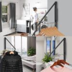 Foldable Coat Hangers, Wall Hanger Wall Mounted Retractable Drying Rack, 0.43'' 1.1CM Thickness Space Saving Laundry Racks and Closet Organizer, Aluminum (Black) - Image 5