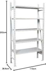 RIGID 5 Tier Steel Storage Rack | Metal Shelving Unit for Home & Office, Heavy Duty Floor Standing Organizer with Open Shelves, Powder Coated, Assembled (38.5D x 110.5W x 201.5H CM) - Image 2
