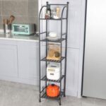 U HOOME 5 Tier Bathroom Storage Shelf, Free-Standing Metal Corner Rack, Narrow Shelving Unit Organizer, Multifunctional Storage Rack for Kitchen Garage Pantry - Image 4