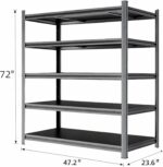 Garage Shelving Unit, Heavy Duty Metal Adjustable Storage, Steel Shelves, Industrial Shelves for Heavy Tools and Equipment, Ideal for Garage, Basement, Black (5-Tier, 77.4" H x 47.2" W x 23.6" D) - Image 3
