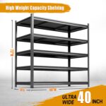 78''H Metal Garage Shelving Unit ,5-Tier Garage Storage Shelves Heavy Duty，Adjustable 3020 lbs Shelf, Upgraded Reinforced Double-Layer Columns for Basement Kitchen Laundry Room Pantry Rack 40''W*18''D - Image 3