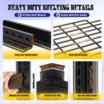 71" H Garage Shelving Heavy Duty 5-Tier Storage Shelves, Adjustable Metal Shelving Unit, Utility Garage Organizer Shelf for Basement, Pantry, Kitchen, Warehouse,15.7" Dx35.4 Wx71.2 H, Black - Image 7