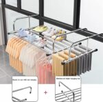 MOTIM Extended Drying Clothes Rack, Stainless Steel Retractable Towels Rack Balcony Windowsill Foldable Laundry Racks Guardrail Corridor Drying Rack Outdoor Telescopic Shoe Rack(86-158 * 42cm) - Image 4