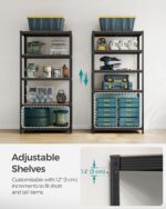SONGMICS Shelving Unit, 50 x 100 x 200 cm, 875 kg Load Capacity (175 kg per Shelf), Industrial, Adjustable Storage Shelves, for Living Room, Kitchen, Garage, Rustic Brown and Black GLR050B11 - Image 6