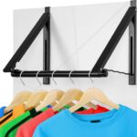 Over The Door Clothes Hanger, Foldable Over The Door Hanger, Over The Door Drying Rack for Coat, Space Saving Small Clothes Rack Door Hangers for Clothing, Black