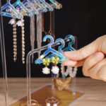 Double-Tier Acrylic Earring Holder, Azonee Miniature Clothing Hangers for 48 Pairs, Stylish Mirror-Finish Display for Home Vanity & Retail Showrooms (Colorful) - Image 3